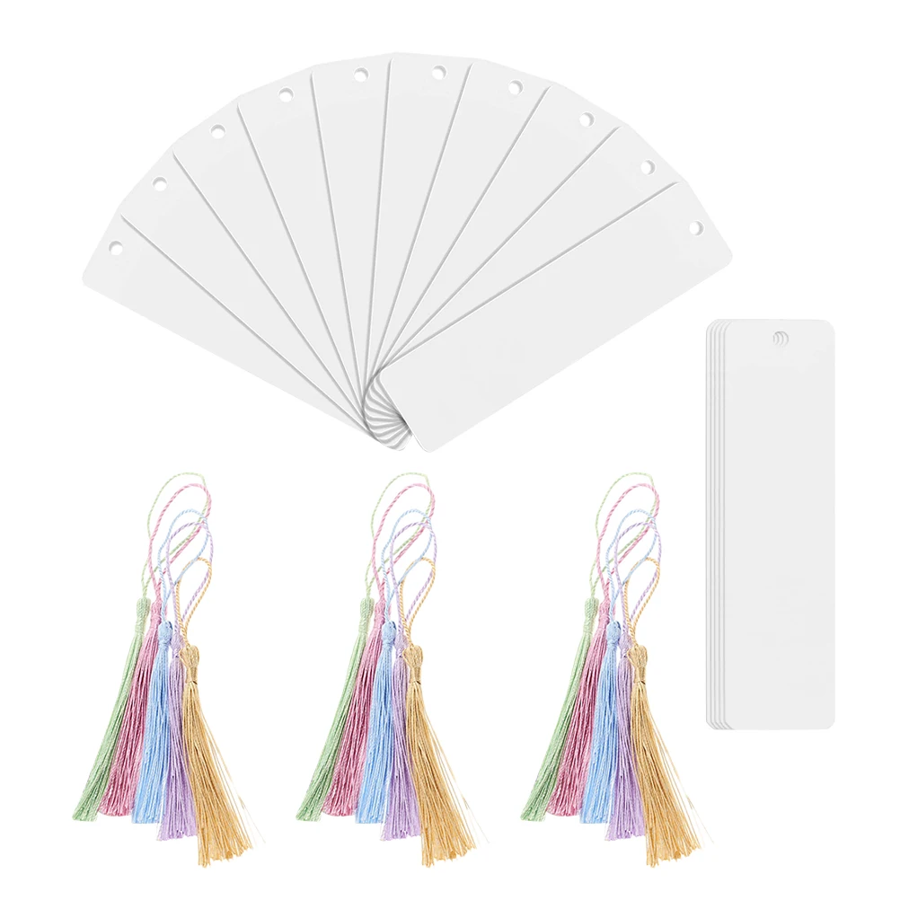 

15Pcs Blank Clear Acrylic Bookmarks Rectangle Craft Transparent Acrylic Book Markers With Small Bookmark Colorful Tassels