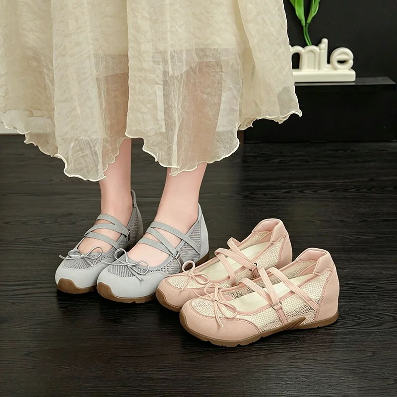 women's-ballet-flat-shoes-comfortable-breathable-sporty-casual-thick-heel-summer-open-toe-mary-janes-korean-style-fashion