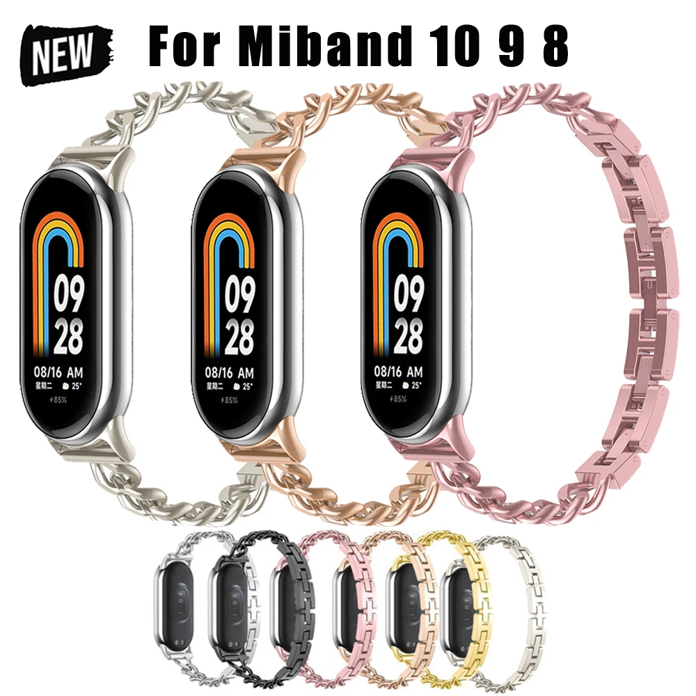Neues Edelstahl-Slim-Armband für Miband 10 9 8 NFC Ersatzband für Xiaomi Mi Band 10 9 8 Uhrenarmband Zubehör