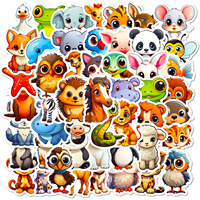 50pcs large eyed animal stickers new cartoon cute natural small animal graffiti stickers children's toys