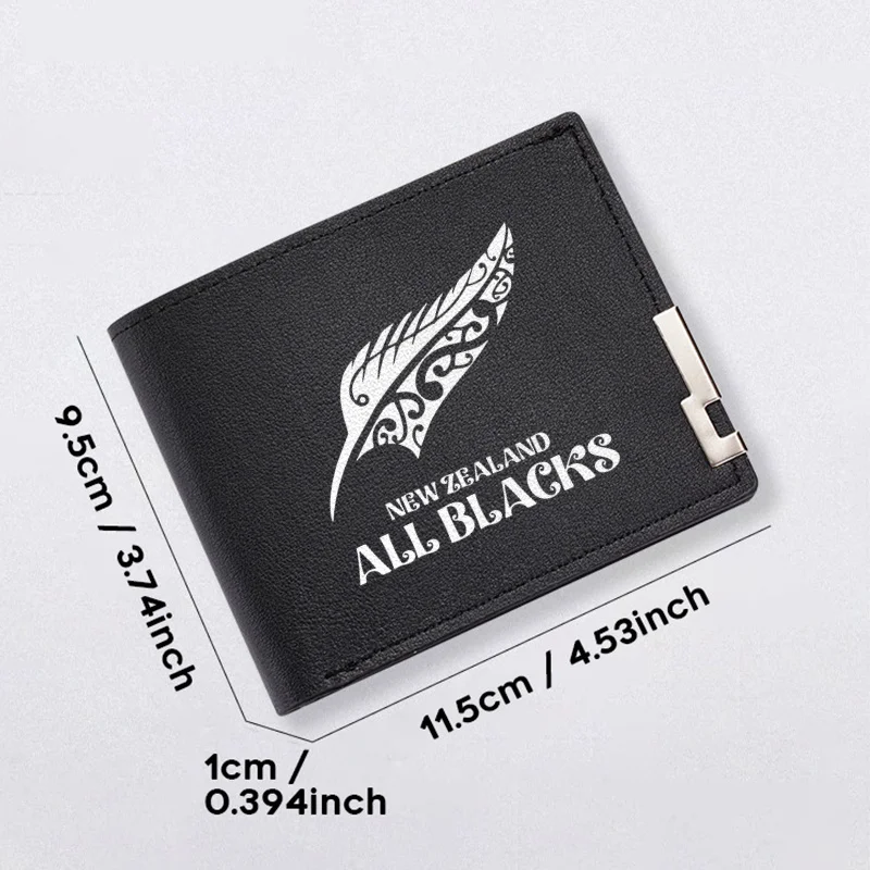 نيوزيلندا جميع الأسود الرجال محفظة من جلد البولي يوريثان تصميم الحد الأدنى خفيفة الوزن دائم نمط الأعمال محفظة قصيرة #3