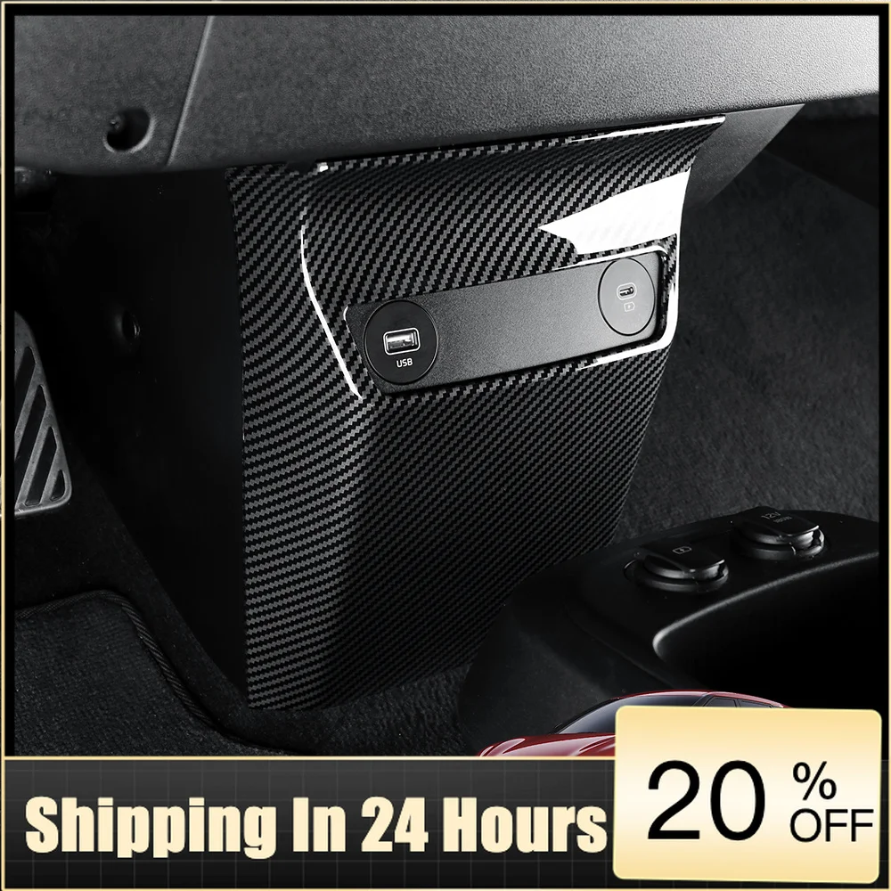 UOSO For KIA EV6 GT Line 2022-2026 Front Console Center USB Charging Port Cover Anti Kick Frame Car Interior Mouldings