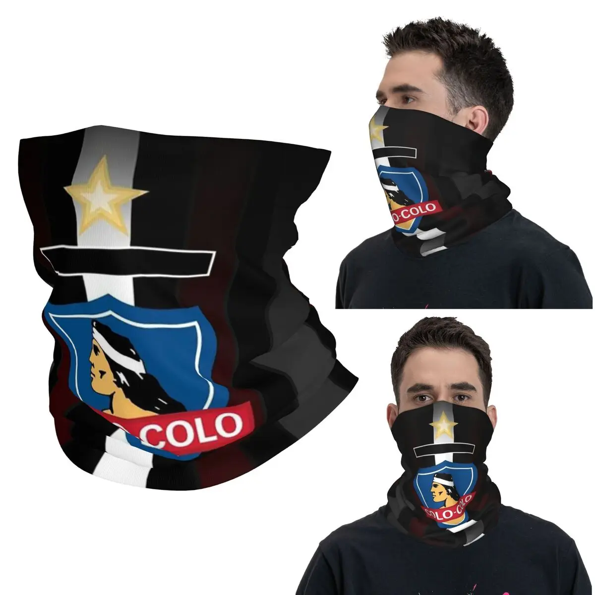 

Golden Colo-Colo Campeon DE Chile Bandana Neck Cover Printed Wrap Scarf Warm Balaclava Hiking Fishing For Men Women Adult Winter
