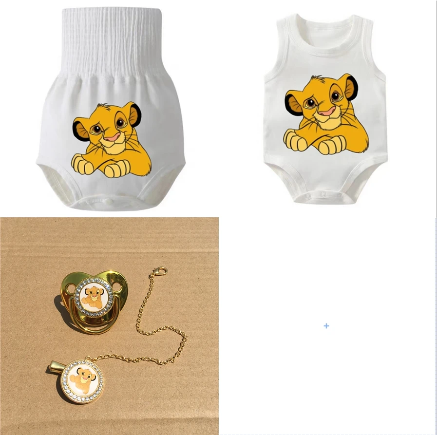 Simba Cartoon Pure Cotton Baby Belly Protection Shorts Infant Sleeveless Triangular Climbing Suit Newborn Accessories Things