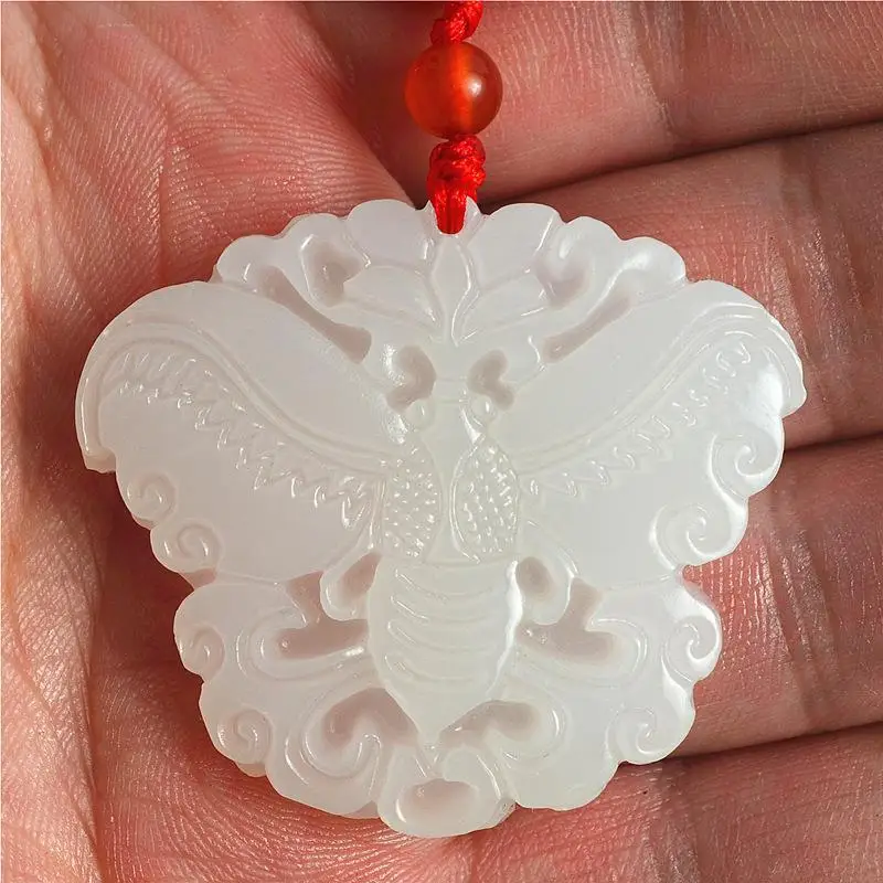 

Natural A Afghan Jade White Jade Butterfly Pendant, Jade Jade Men's and Women's Models
