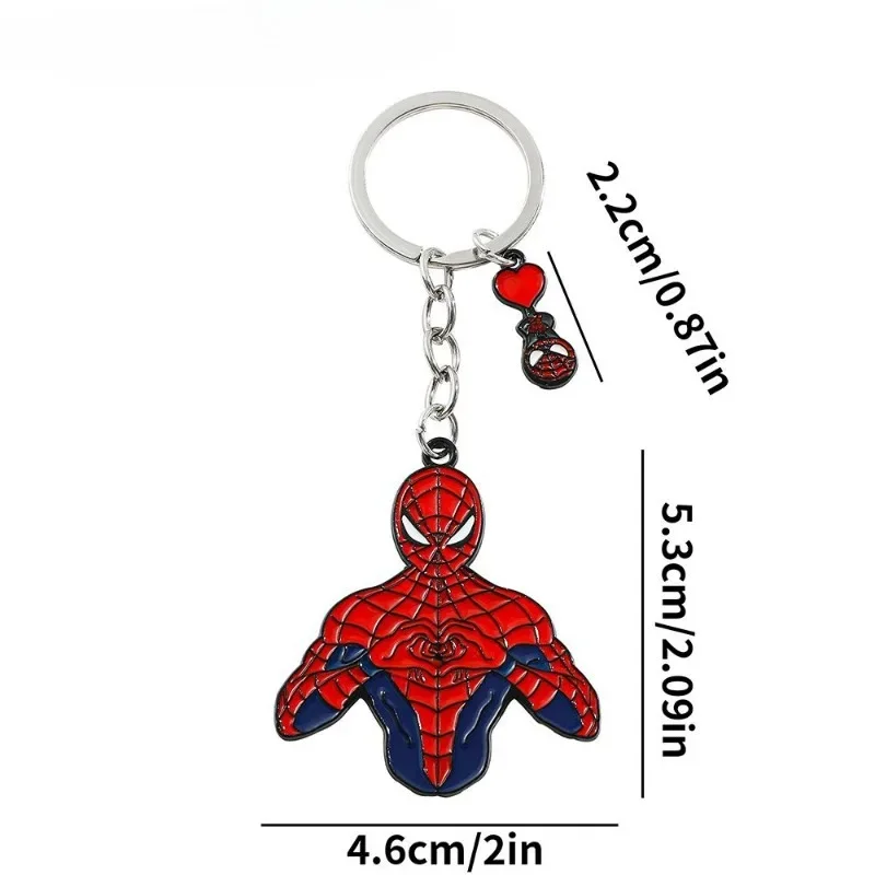 Marvel Spiderman Peripheral Movies Creative Personalized Heart Shape Keychain Hanging Chain School Bag Decoration Pendant Gift