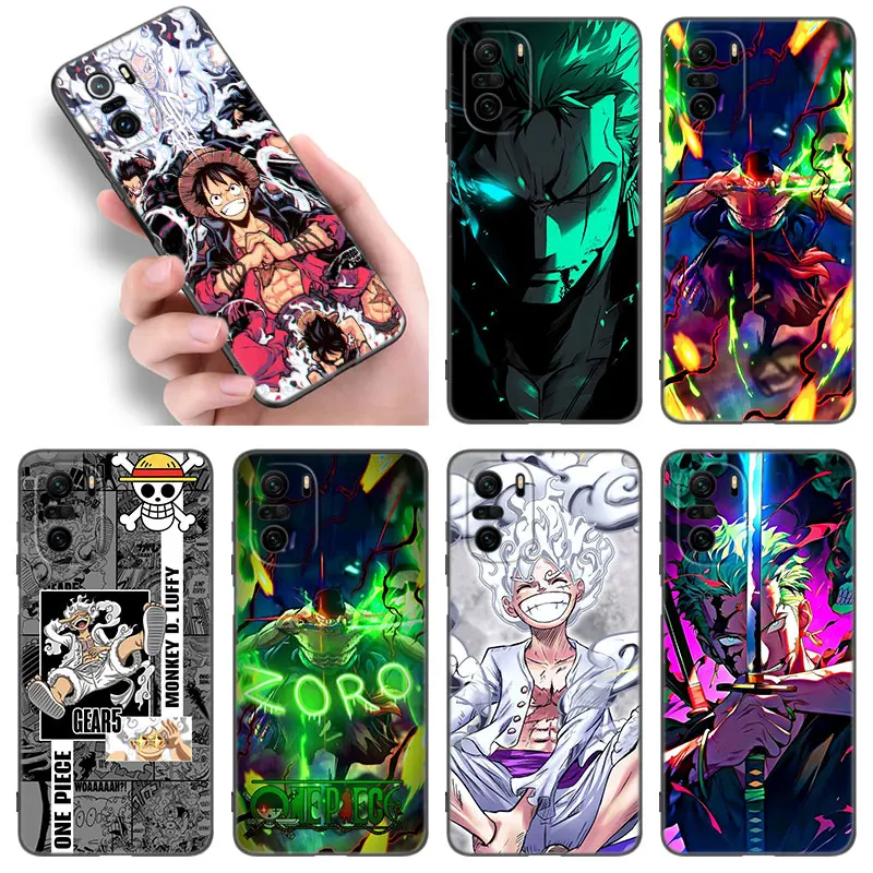 Luffy Gear 5 Black Silicone Phone Case For Xiaomi POCO X3 X4 NFC F4 GT F5 F6 M3 M4 M6 X5 X6 Pro 5G M5 C55 C65