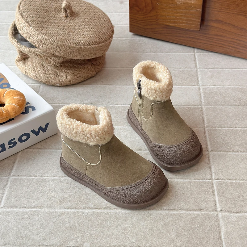 أطفال أحذية الثلوج 2025 شتاء جديد لينة وحيد القطن التمهيد الفتيات الأحذية الدافئة سميكة أحذية قطنية كل مباراة أحذية رياضية حذاء من الجلد لصبي