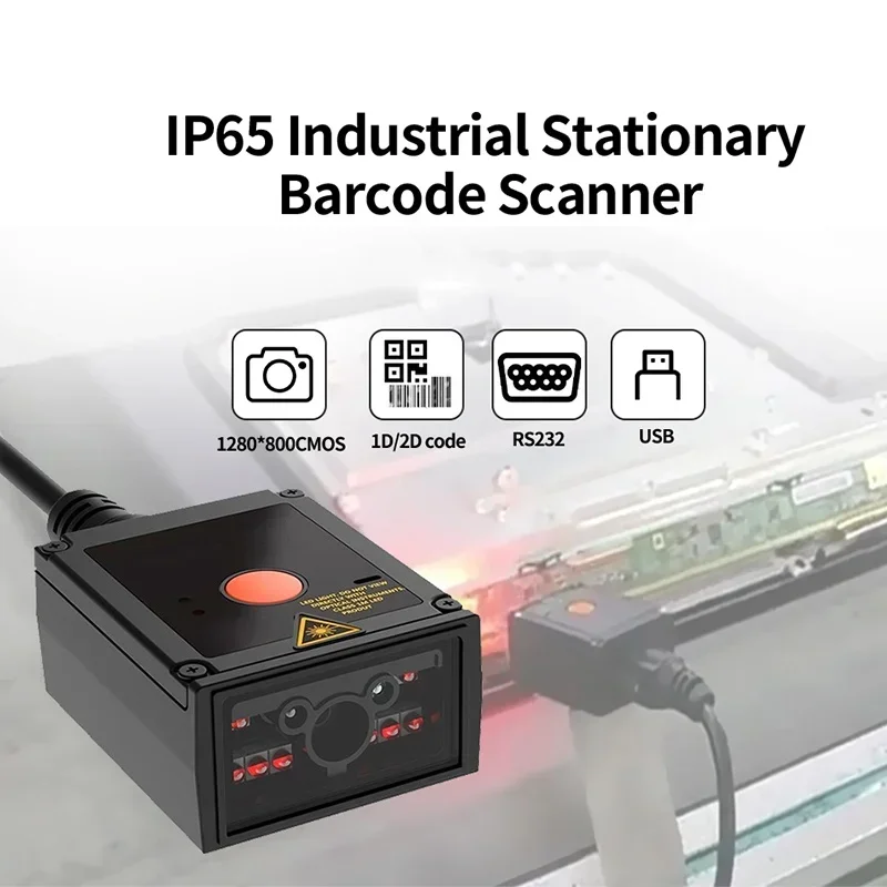 Lector de matriz de datos de escaneo continuo de alta velocidad Escáner fijo industrial USB RS232 IP65 Escáner de código de barras 2D de montaje fijo Stock