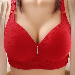 D Cup Bras Large Size Women Underwear Comfortable Wire Free Brassiere Push Up Adjustable Bralette Thin Section Sexy Bra Fit Tops