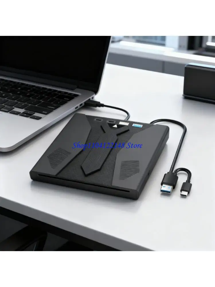 P9FA Slot Loading External Dvds Drive USB3.0 Type C Interfaces Card Slot Dvds Burners Reader with Plastic Construction 5Gbps