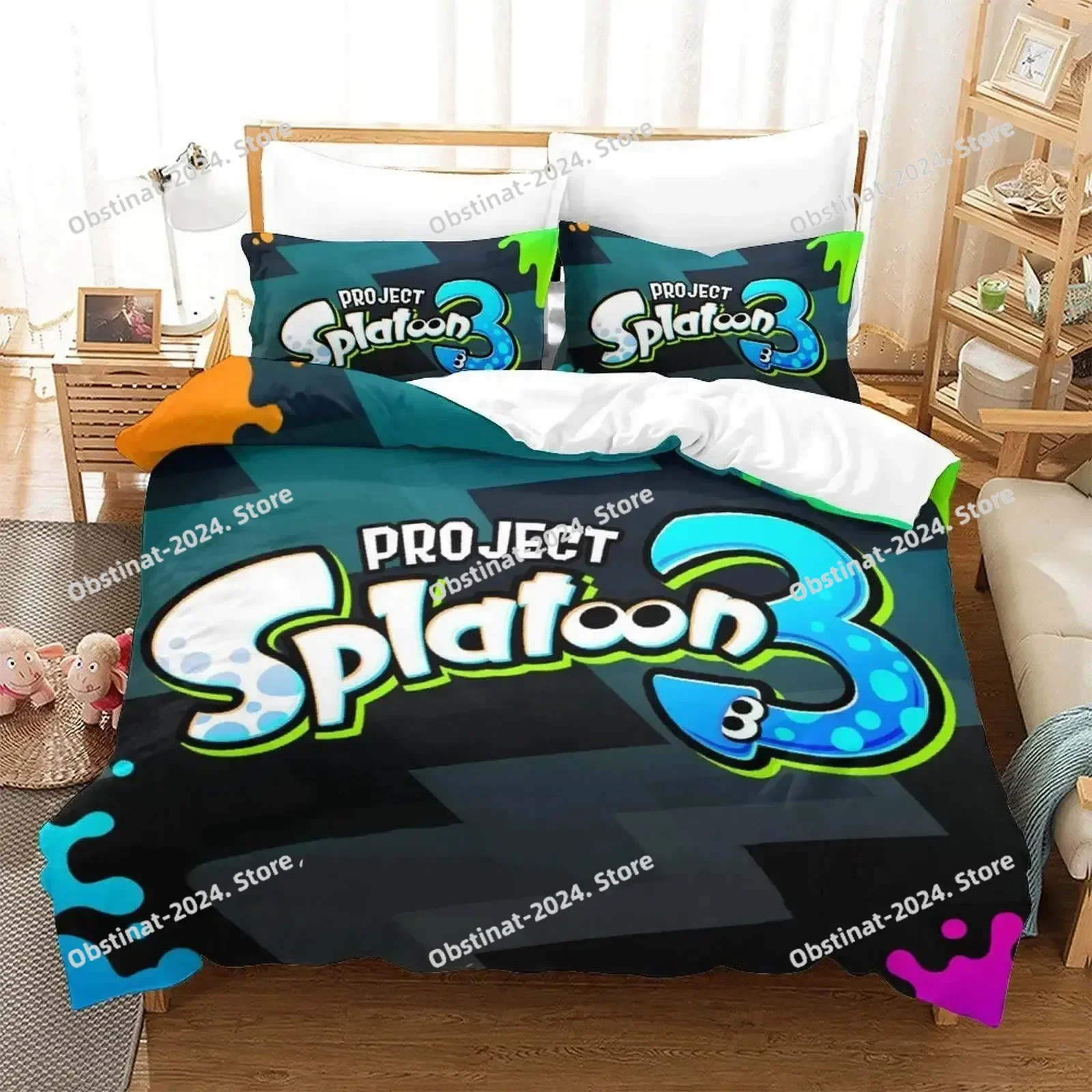 

Splatoon 3 Bedding Set Single Twin Full Queen King Size Bed Set Aldult Kid Bedroom Duvetcover Sets 3d Print Anime bed sheet set