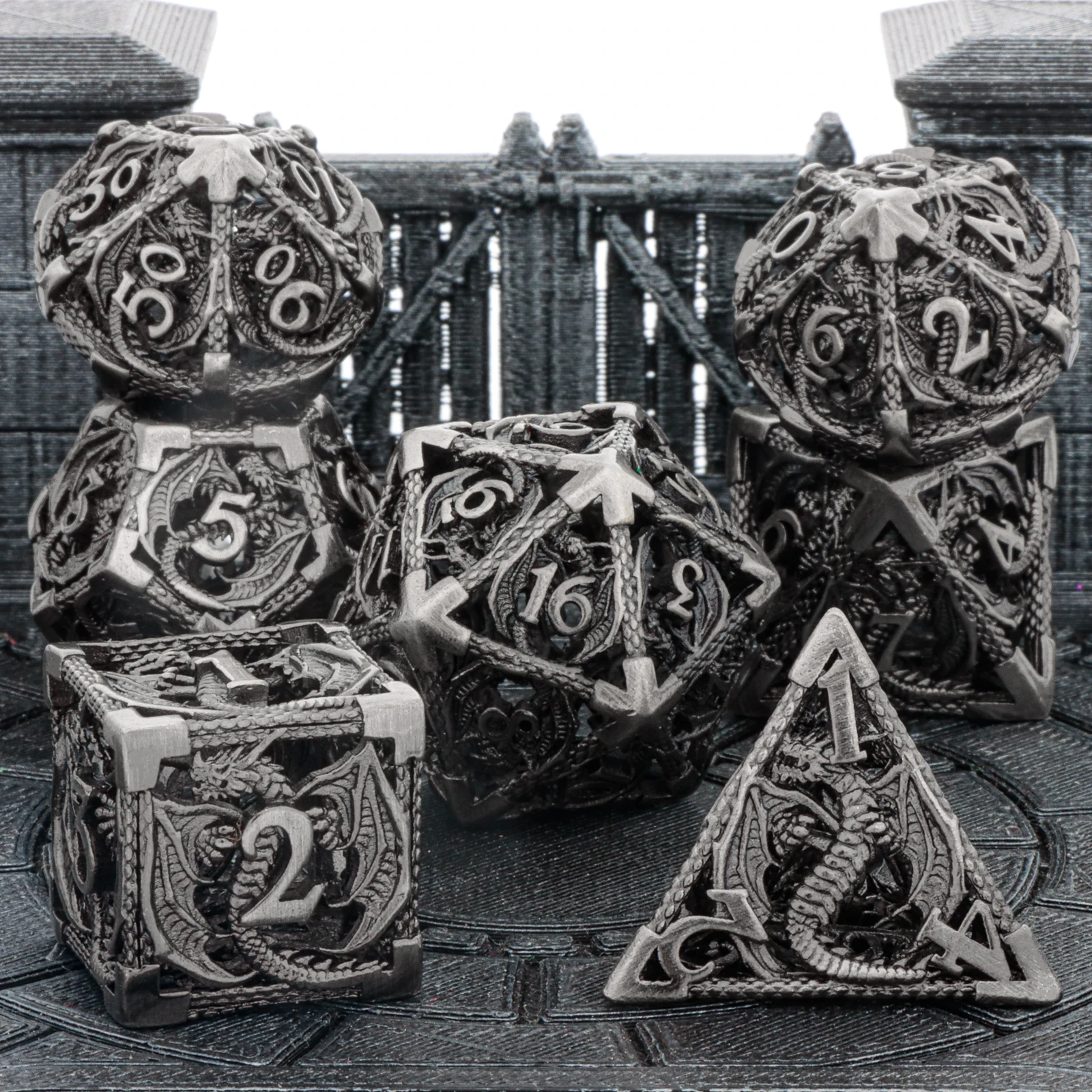 Polyhedral Metal Dragon D&D Dice Set for Dungeons and Dragons, DnD Hollow Meatl Dice, d and d Dice Set, Dragon Dice Gifts,