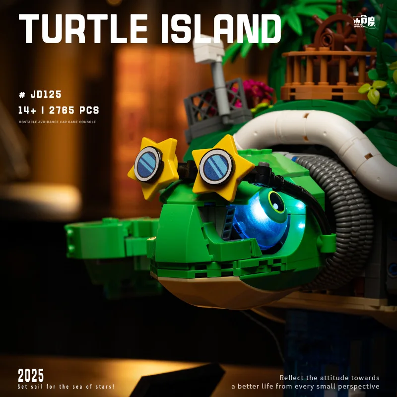 2765 pièces adulte haute difficulté assemblage tortue île scène de rue blocs de construction MOC grand océan jouet électrique modèle Kit