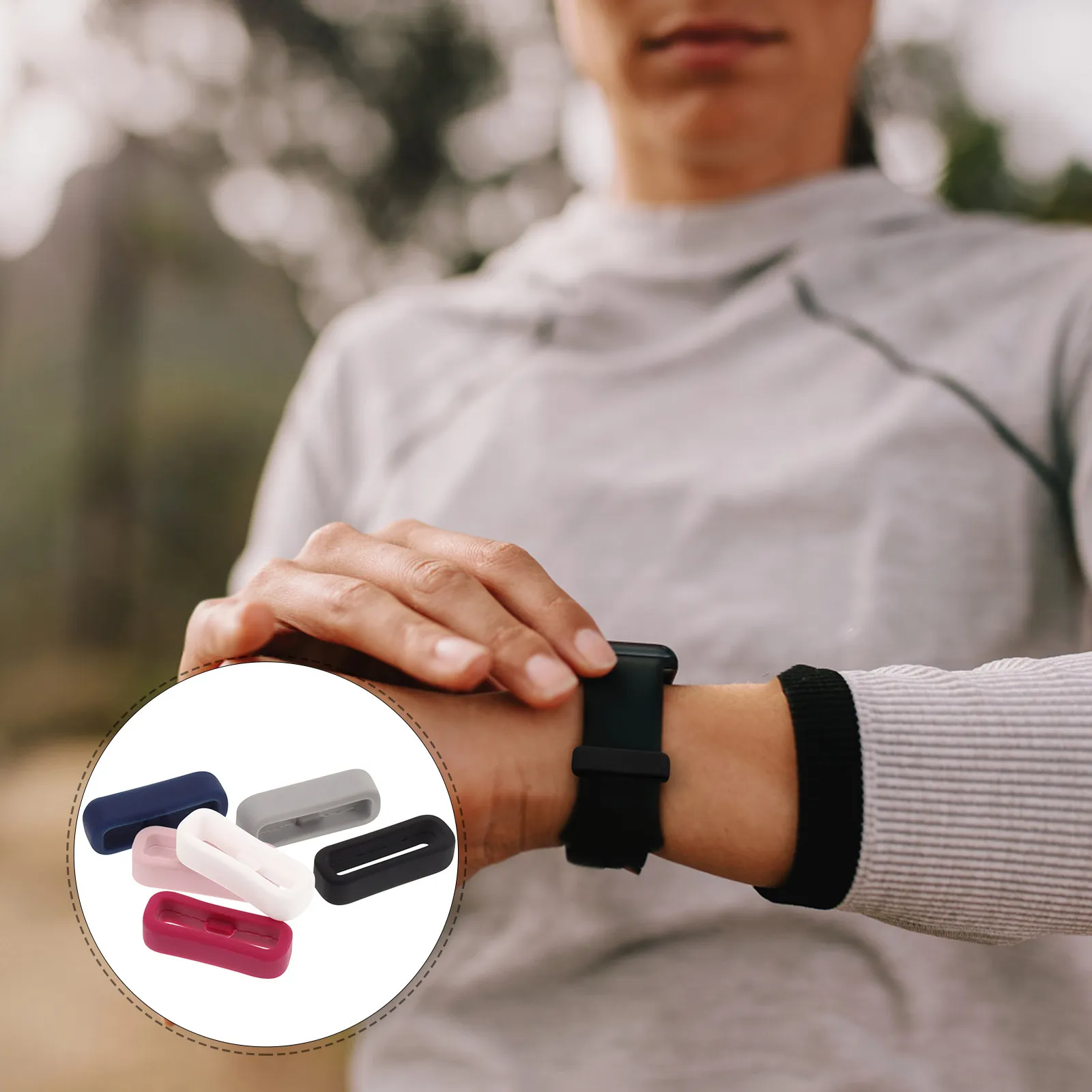 

Набор из 6 силиконовых фиксаторов для ремешка часов: кольца-держатели для ремешка, легко устанавливаемые, надежная защита концов ремешка