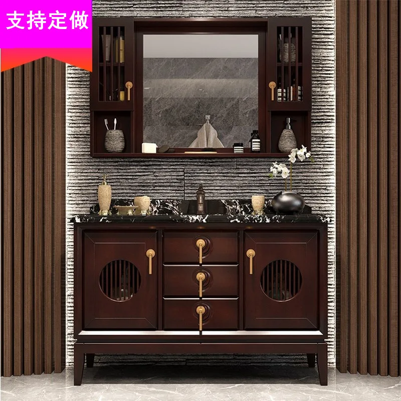 

Новый китайский шкаф для ванной комнаты из цельного дерева, комбинированный шкаф от пола до потолка