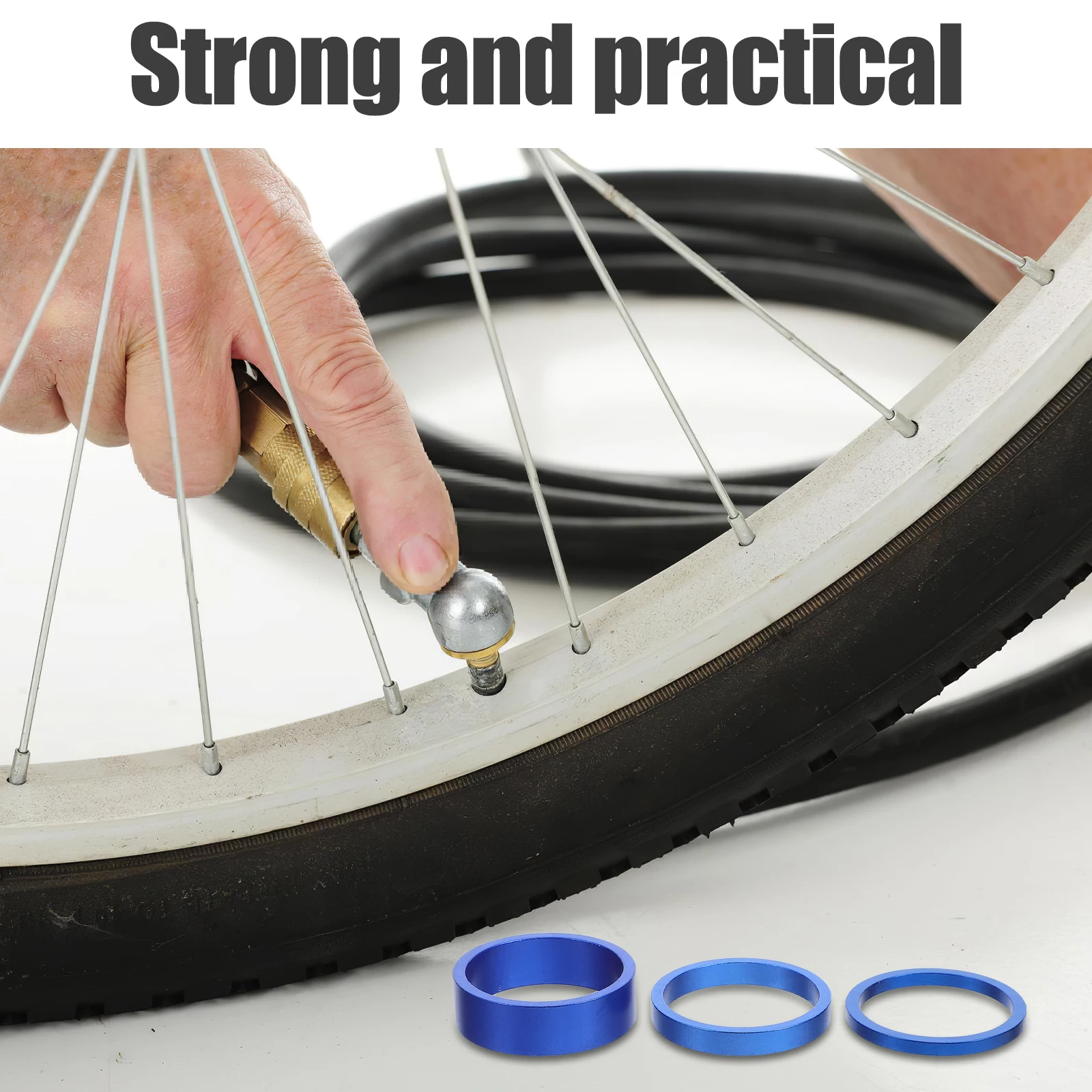 15Pcs Aluminum Alloy Bike Front Fork Spacer Kit Blue Finish Road Mountain Cycling Stable Connection Front Fork Stem Spacer