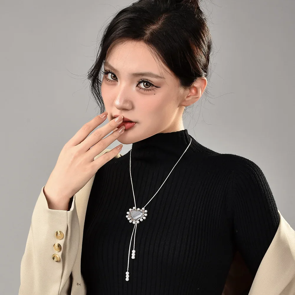 2025ラブパールスプライシンググレーダイヤモンドセメントシーリングハートネックレス男女兼用