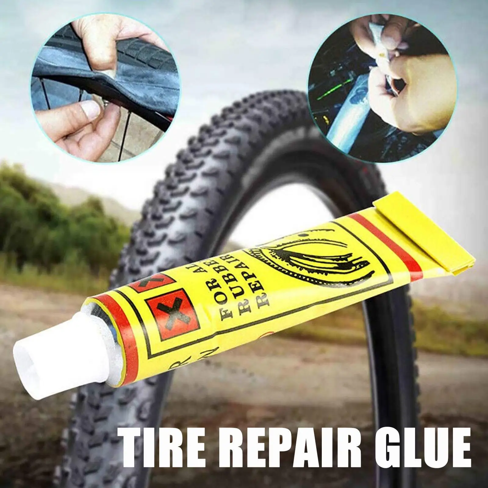 Pegamento de reparación de neumáticos de motocicleta y bicicleta, adhesivo de pinchazo de tubo interior, cemento, goma, solución de parche frío