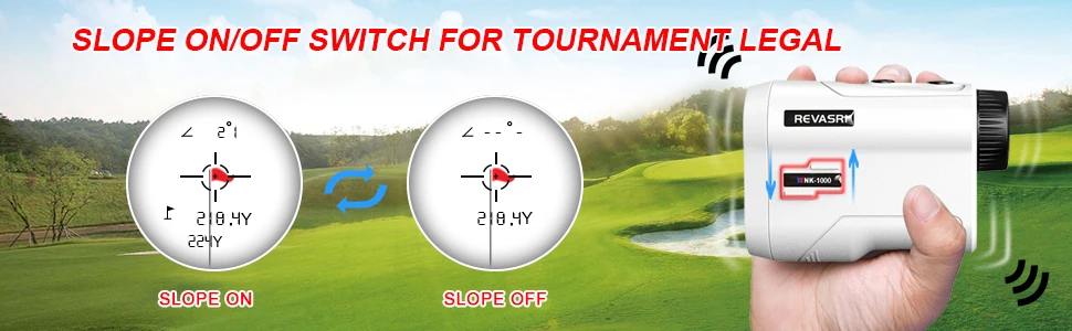 REVASRI Golf-Laser-Entfernungsmesser 600 Yards/1000 Yards mit Neigungsschalter, Flaggenfixierung und Vibration für Golfturniere – legal für den Golfplatz – Detail 3