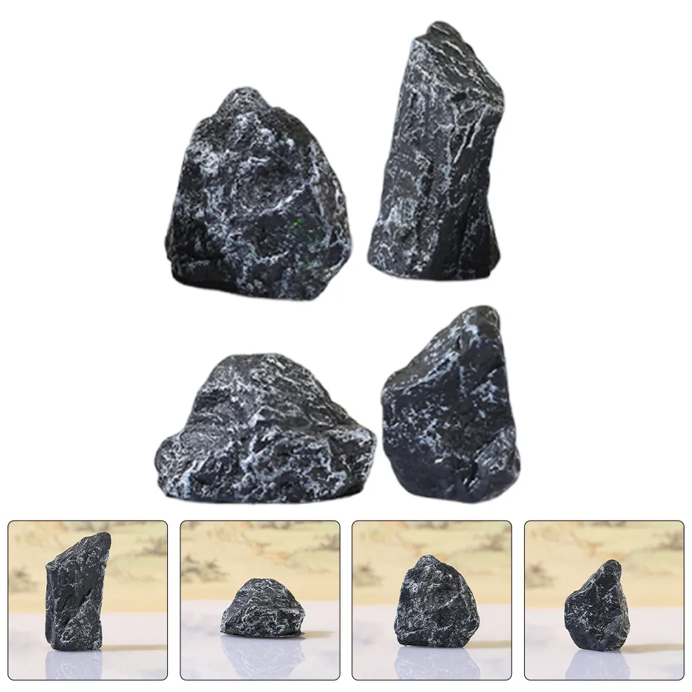 4Pcs Miniature Rockery Stone Decor Handcrafted Artificial Landscape Ornament for Fairy Garden Fish Tank Home Decor Mini Scenery