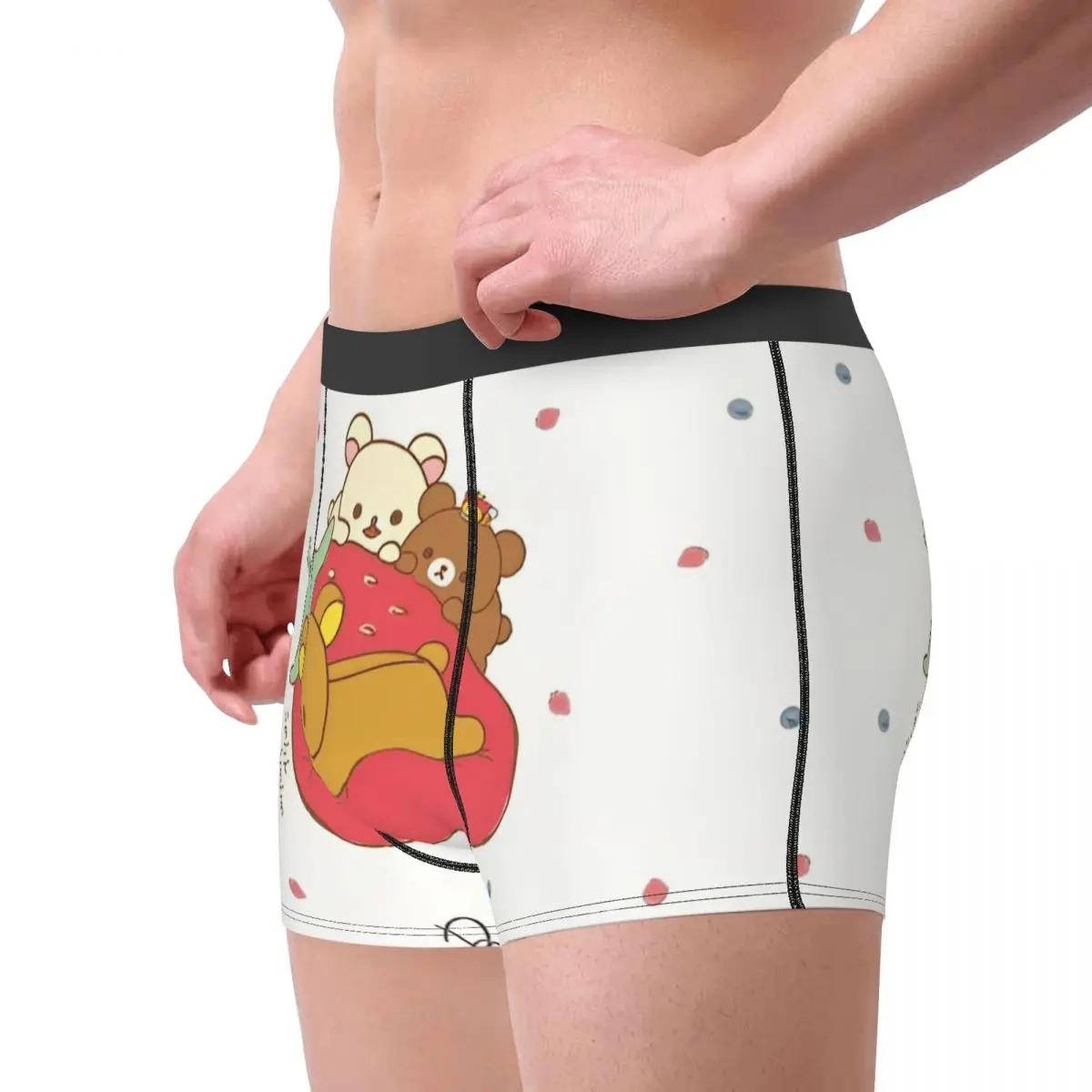 Rilakkuma Strawberry Cartoon Man Underwear Boxer Briefs Shorts Panties Hot Breathable Underpants for Homme S-XXL