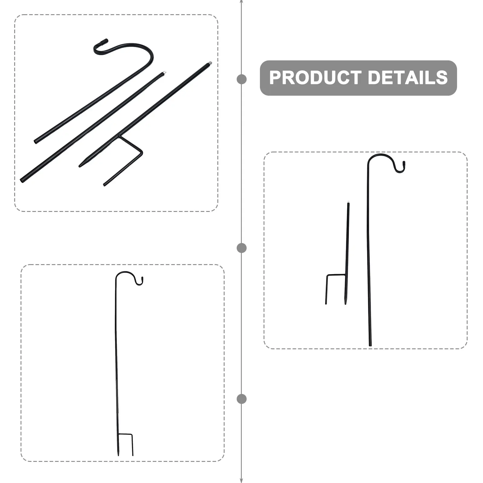 Shepherd Hook Tall Garden Outdoor Hook Outdoor Grassland Garden Rust Proof Ground Hook Hanging Courtyard Light