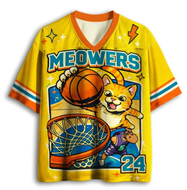 Adult and Children's Court-inspired Energetic Youth Vibe Outfit, Orange Cat Slam Dunk 3D Print Retro Color-block T-shirt