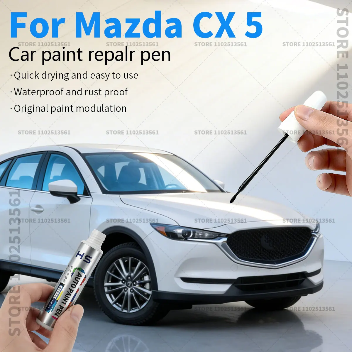 

Ручка-корректор для ремонта автомобильной краски Mazda CX-5: белый 34K, красный 42V, серебристый 45P, серый 46G, 41B, красный небесно-голубой