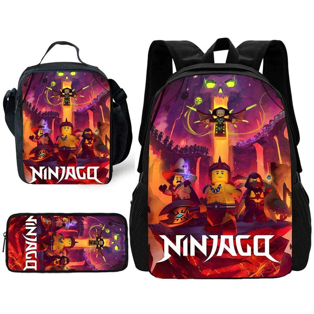 Child School  For Game Ninjagos Backpack with Lunch Bags ,Pencil Bags ,School Bags for Boys Girls Best Gift