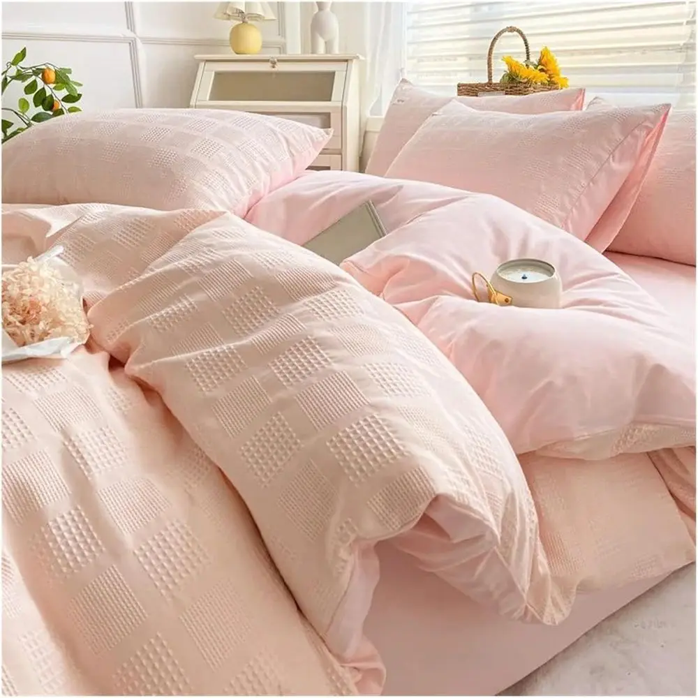 

Bed, 4-Piece Bedding Set eather Duvet Cover Set Sheet Set Washed Cotton no iller