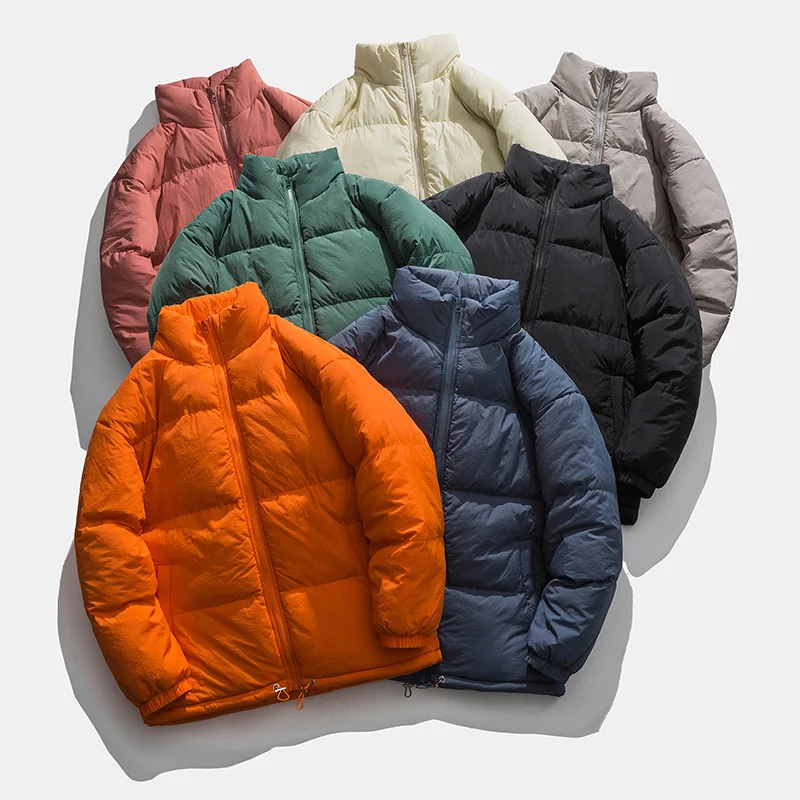 Men Large Size Green Orange Puffer Jacket Oversize Casual Thick Coat Stand Collar Quilted Jacket Parkas Male Outerwear 4xl 5xl