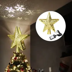 Christmas Tree Topper Light Star Snowflake Shape LED Laser Projector Light Christmas Tree Ornament for Christmas Decoration Lamp