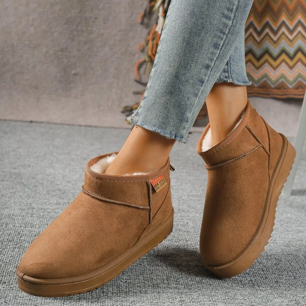 Winter Rundkopf Sexy Bequeme Warme Lässige Wanderstiefel Modische Neue Wildleder Dicksohlige Übergrößen Schneestiefel für Damen – Detail 25