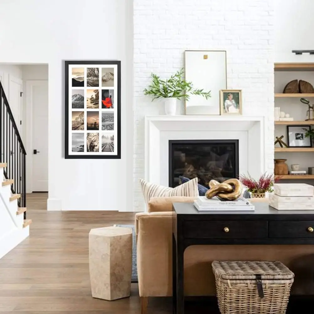 12 เปิดกรอบรูปคอลลาจสีดํา 4x6 ชุด 2 ชิ้น, หลายกรอบสําหรับแสดงรูปถ่าย 6x4 พร้อมแผ่นสีขาว