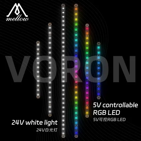 Mellow 2Pcs Daylight PCB Kit 5V RGB / White LED Bar For 3D Printer Voron 0.1/0.2 Voron 2.4 Trident 350/300/250 Micron+ Lamp Bar
