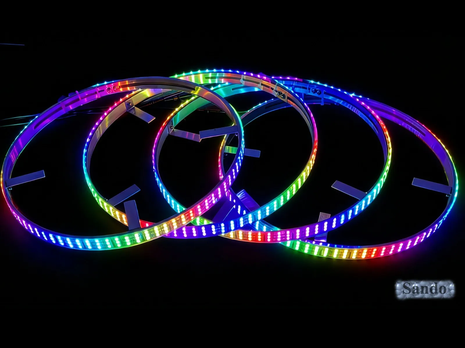 4PCS 15.5 Inch Triple Row RGB Chasing LED Wheel Ring Lights for Car Truck SUV Off Road Underglow Kit APP Remote Control Waterproof