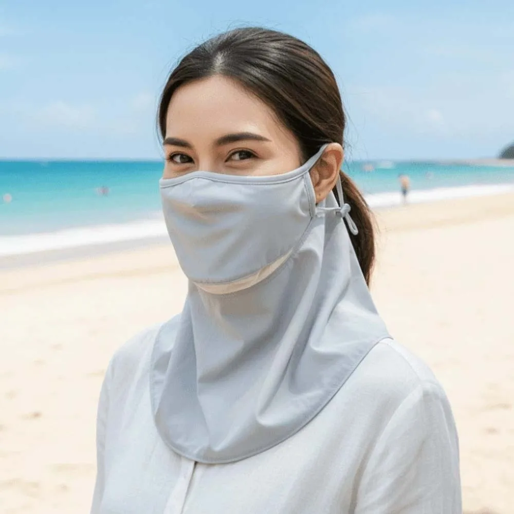 

Ice Silk Sunscreen Mask with Shawl Thin Elastic Face Sun Protection Neck Protection Solid Color Breathable Sunshade Mask Summer