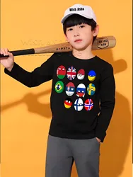 Countryball Polandballs 프린트 여름 재미있는 3D 어린이 티셔츠, Asha 캐주얼 O-넥 코튼, 소년 트렌드 아동복 탑