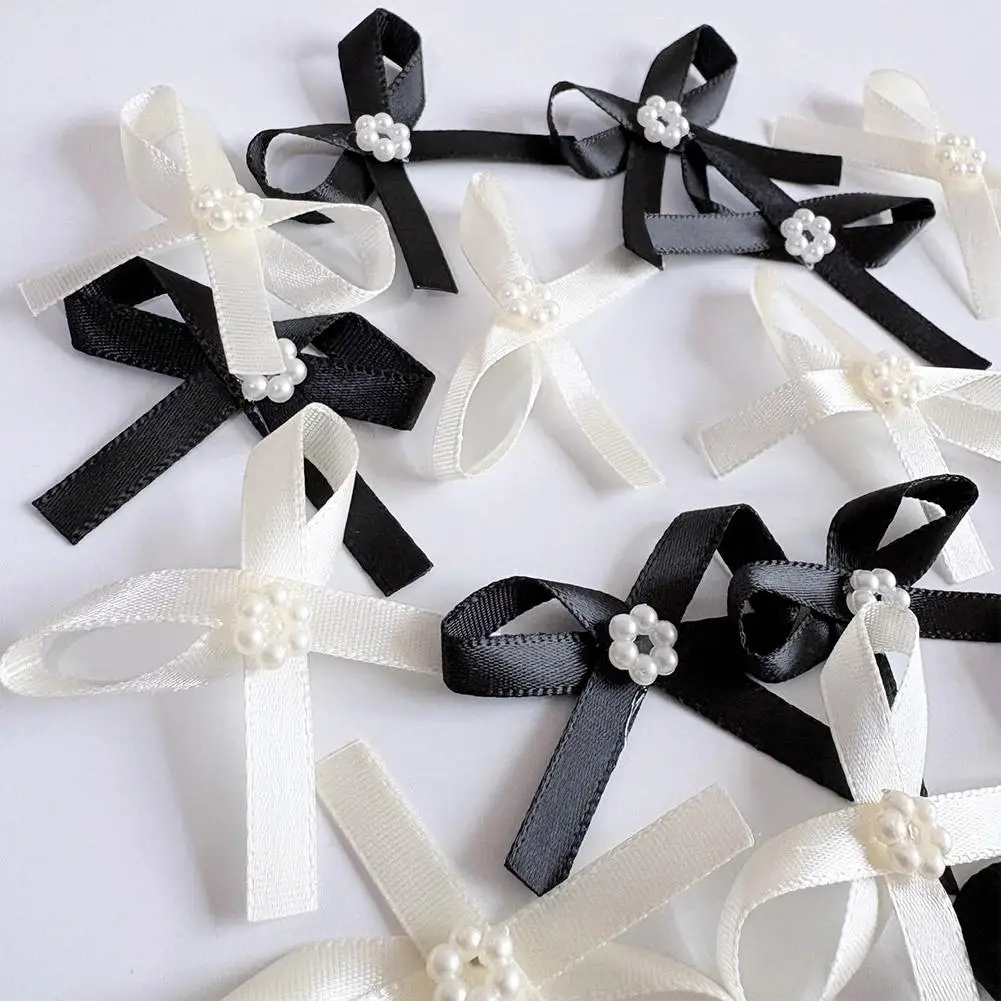 Imprensa artesanal em unhas preto laço wearable rosa reutilizável arte capa inverno charme completo bonito unhas falsas unhas longas p2d9