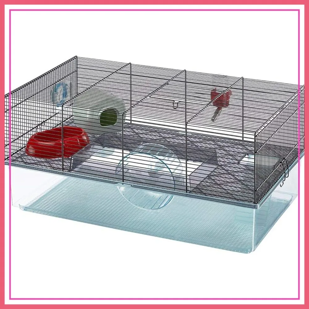 

Large Hamster Cage 23.6x14.4x11.8 Inches with Water Bottle, Exercise Wheel, Food Dish & Hide-Out