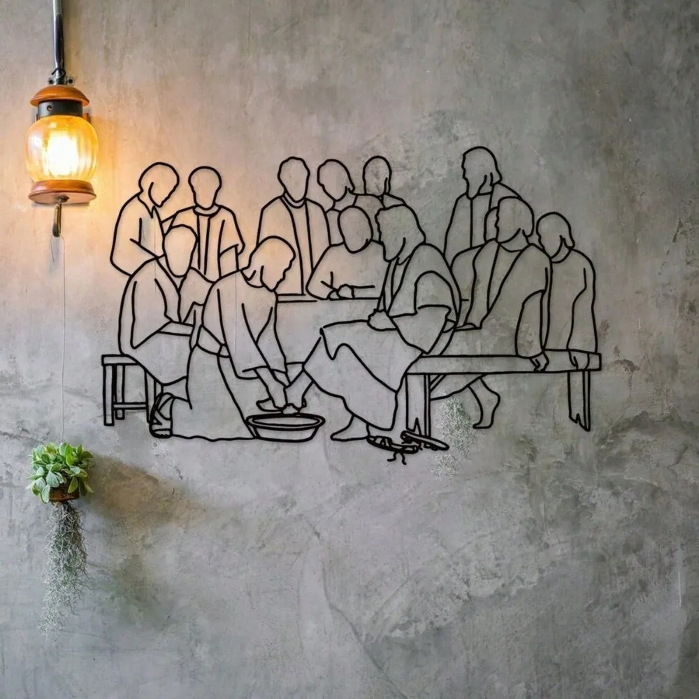 1pc Jesus Apostles Metal Wall Art - Minimalist Line Art, Christian Faith Gift & Home Decor