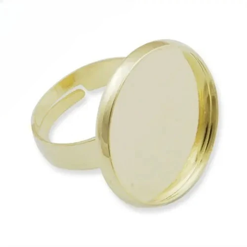 

Adjustable Light Gold Ring Blank Base Setting with 20MM Round Pad Ring Settings Blank Bezel Ring Blank