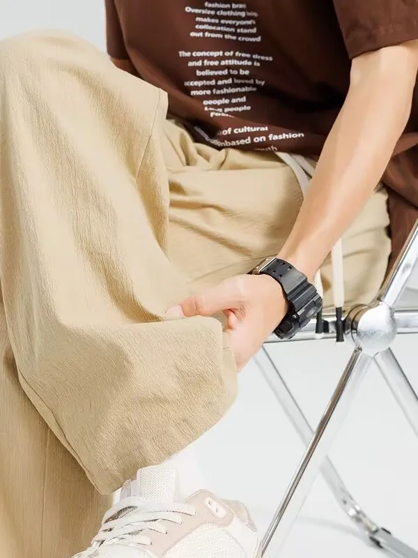 

American Sle Cotton Linen Casual Pants Men's Spring Summer New Loose Straight Leg Sport Sweatpants Teenagers Trendy Long Pants