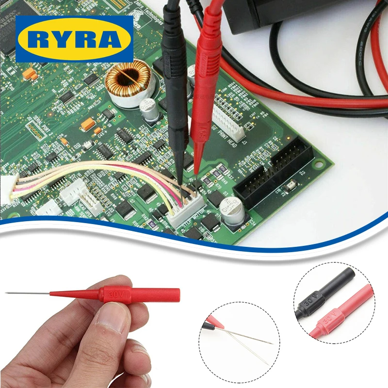 30V Car Tip Probes Diagnostic Tools Auto Multimeter Test Leads Extention Back Piercing Needle Tip Probes Mechanical Tools 0.7MM