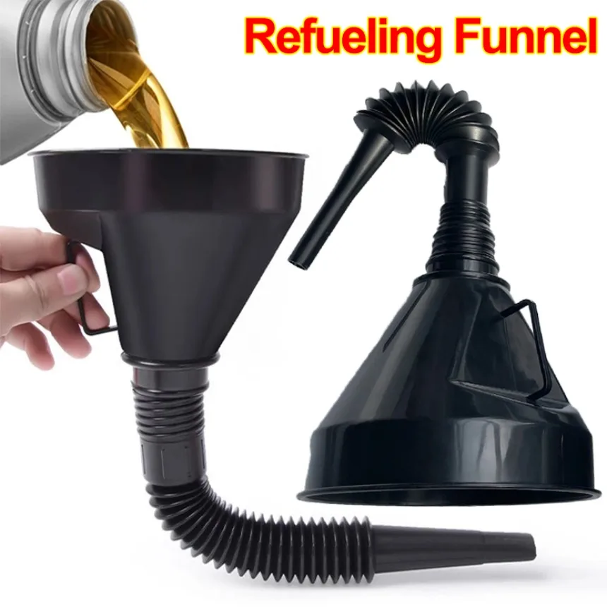 Large Car Refueling Funnel with Filter for Auto Truck Motorcycle Oil Gasoline Filling Strainer Extension Pipe Hose Funnels Tools