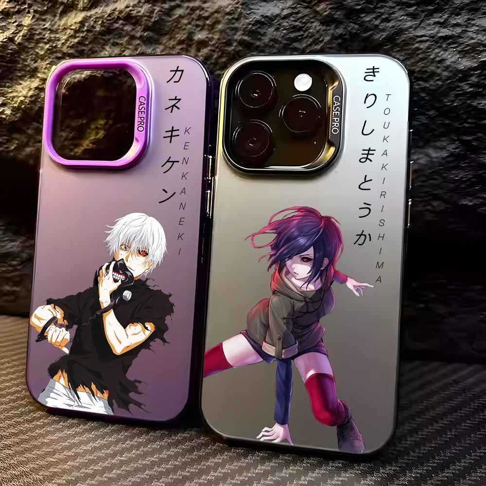 Japan Anime T-Tokyo G-Ghoul Telefon Fall Für IPhone 16 15 14 13 12 11 Plus Pro max Mehrfarbige Aurora Laser Stoßfest Funda