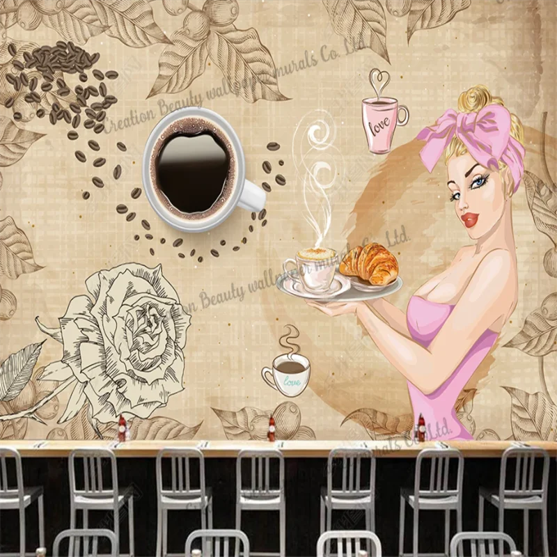 European Beauty Coffee Bakery Wallpaper Industrial Decoration Mural Coffee Shop Bake House Cafe Background Wall papel tapiz