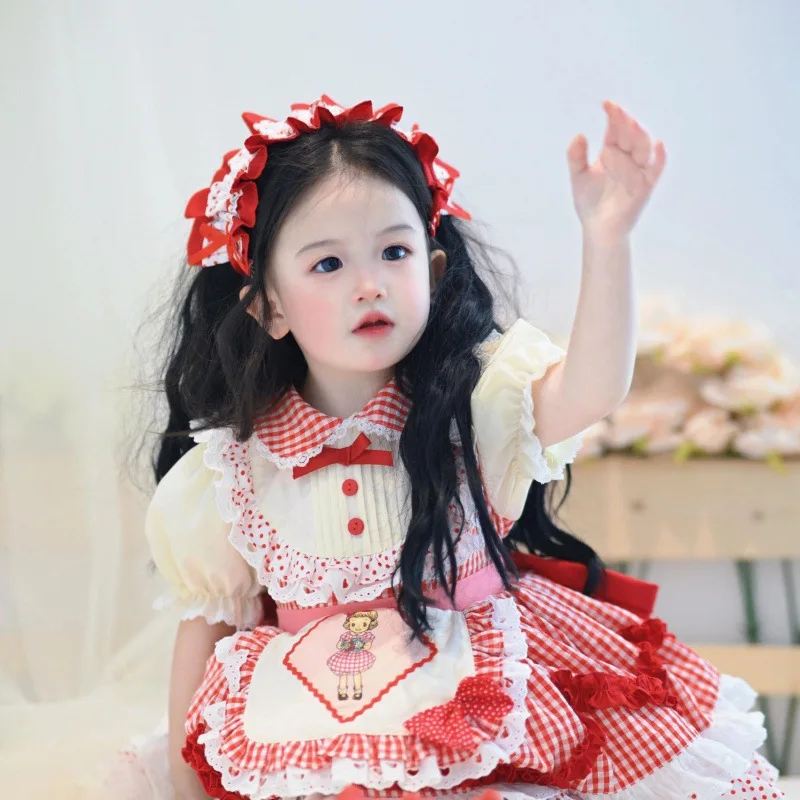 Girls' summer new super fairy princess dress baby Korean version birthday tutu skirt Lolita sweet