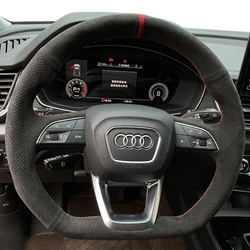 Car Steering Wheel Cover Braid Suede For Audi Q3 2018-2019 Q5 (FY) 2017-2019 Q7 (4M) 2015-2019 Q8 Steering-Wheel Cover Wrap